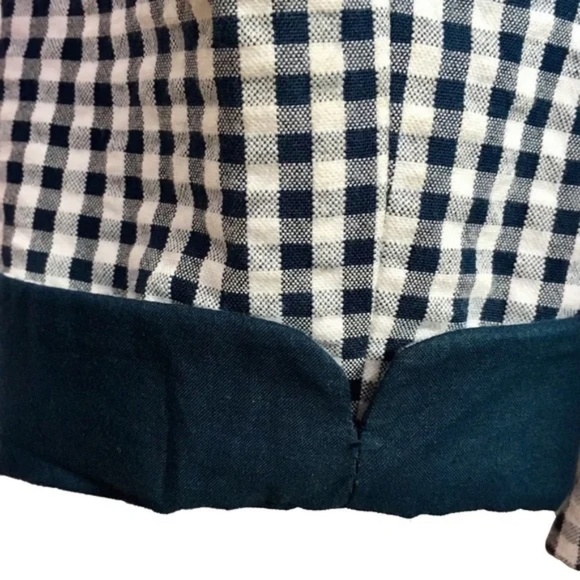 The Limited | Navy Gingham Check Seersucker Blazer Jacket, Large - Picture 5 of 7